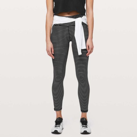 lululemon athletica Pants - Lululemon Train Times Pant 25" Parallel Stripe Black White 8